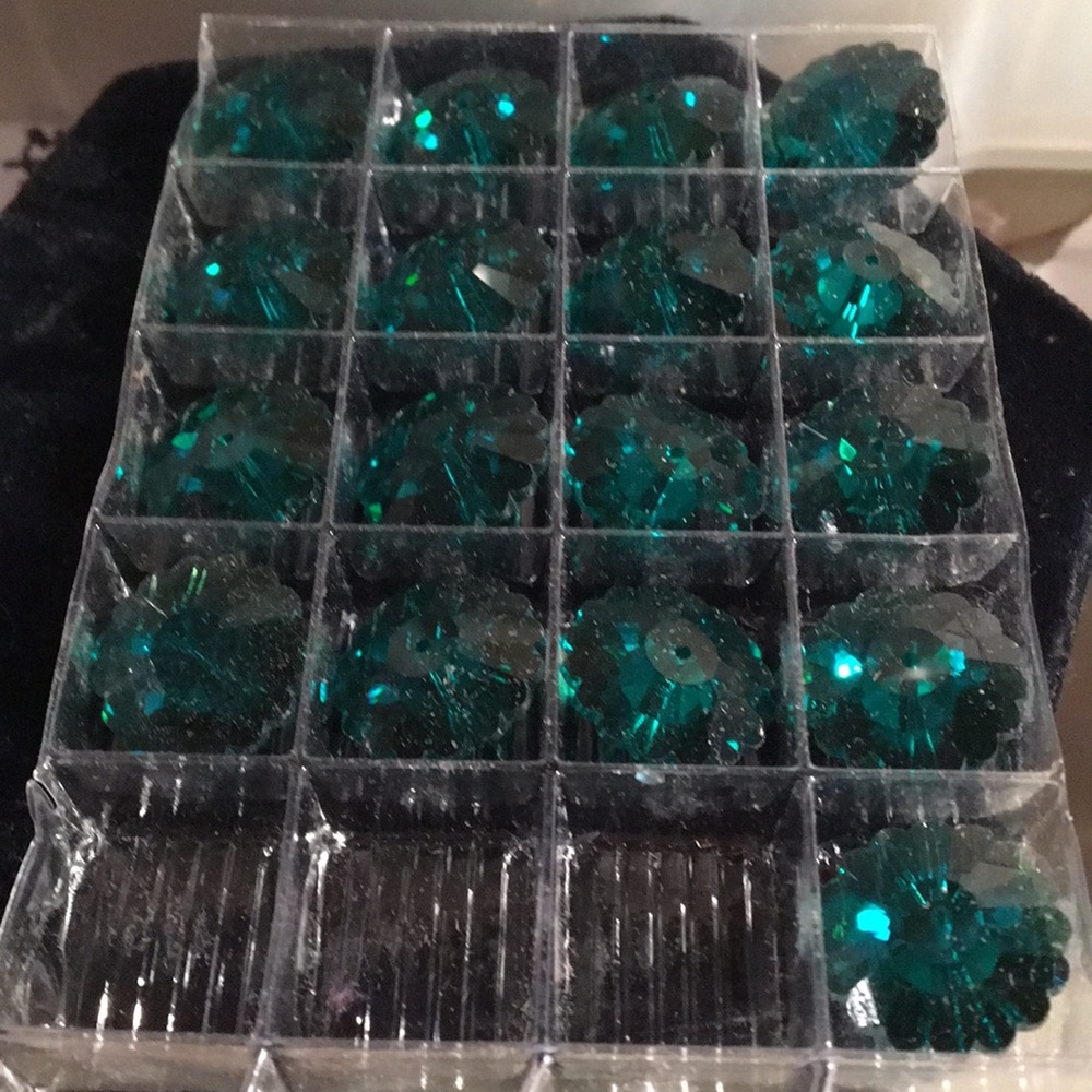 Emerald colored , unique shape beads for jewelry